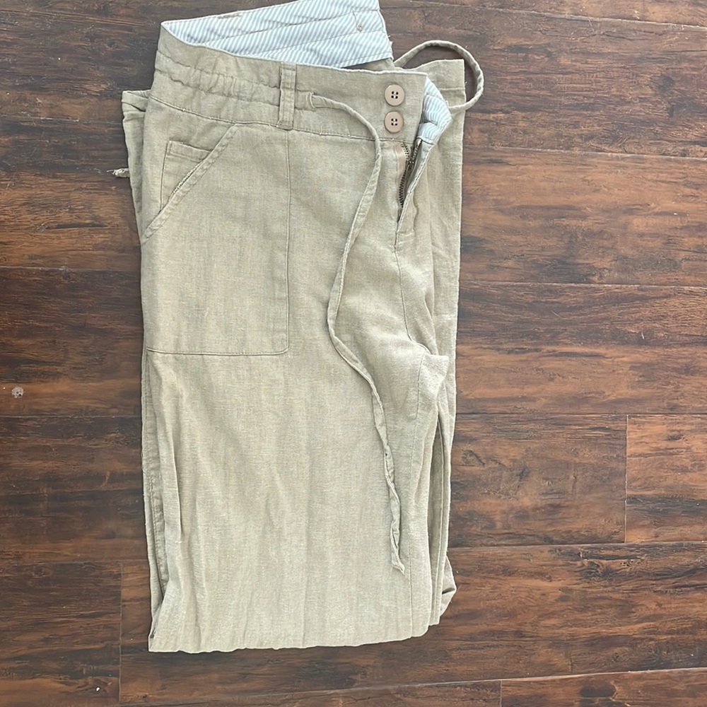 Khaki linen pants